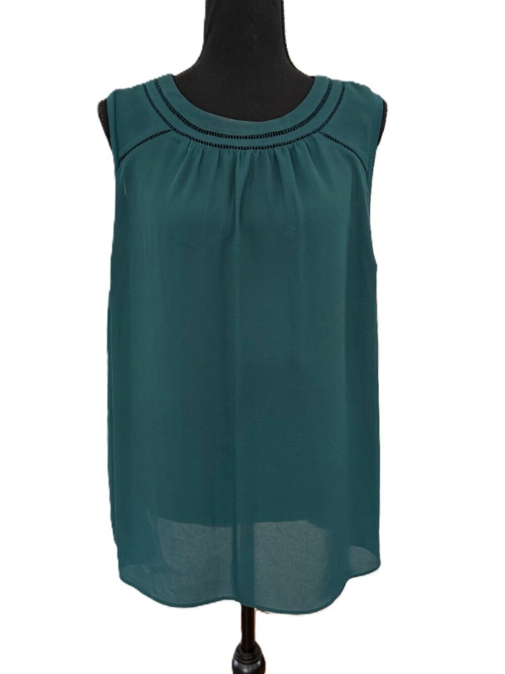 41 Hawthorn | Teal Lace Detail Tank Blouse | 1X - Picture 2 of 10